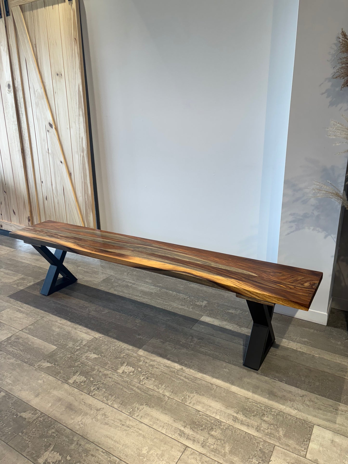 Banc en bois de rose gris 80”