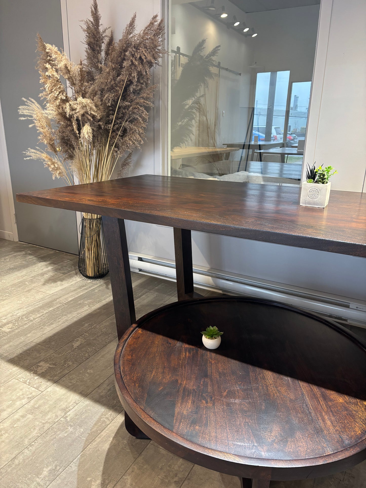 Ensemble table + table à café Acacia Foncé
